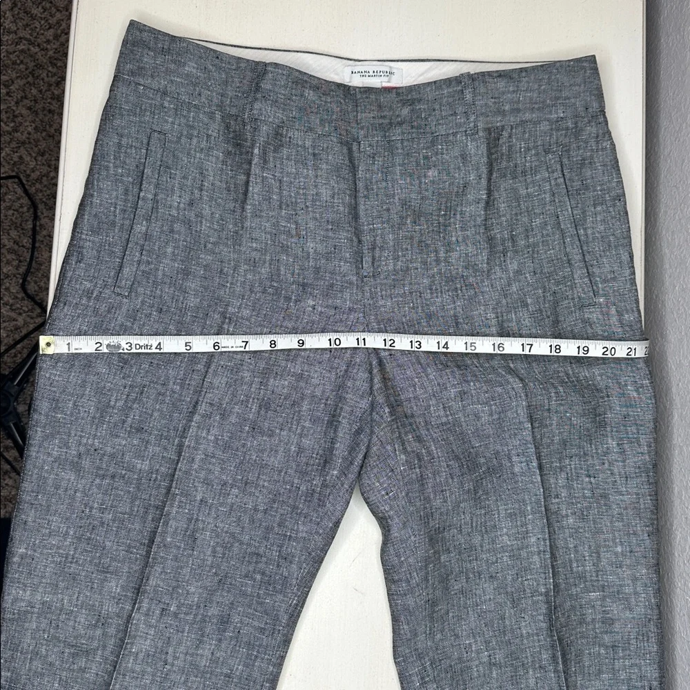 Banana Republic 100% Linen Dark Marled Grey The Martin Fit Trouser Pants Size 14